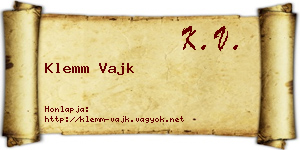 Klemm Vajk névjegykártya